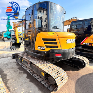 Excavatrice hydraulique sur chenilles d'occasion Sany SY55 en bon état, puissante, pour la construction - Product Image 3