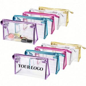 Custom Logo Waterproof <b>Transparent</b> PVC Cosmetic <b>Bag</b> Portable Travel Bathroom Wash <b>Bag</b> Clear <b>Makeup</b> Pouch - Product Image 1