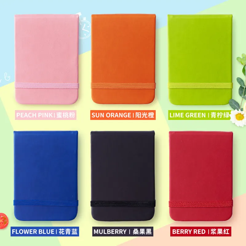 Hot Selling A6 Size Custom Logo Mini Pocket Fruit Color PU Notebook Journals Daily Planner Memo Agenda Pads Notebook