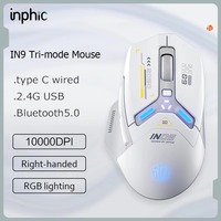 Inics IN9 Mouse Gaming Bluetooth nirkabel, Mouse Gaming dua mode ergonomis RGB PUBG/LOL/CSGO untuk Desktop Laptop