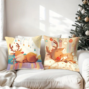 Очаровательные наволочки с оленями: праздничный рождественский декор, уютные акценты для дивана, создающие праздничное настроение, тепло и очарование. - Product Image 3