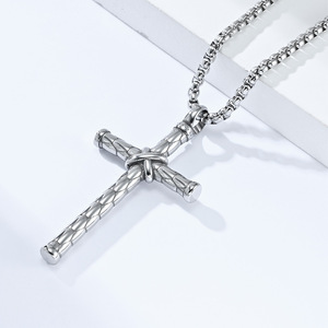 Collier croix pour hommes, pendentif en forme de nœud en acier inoxydable, bijoux à la mode pour tous les jours, K PT439 - Product Image 4