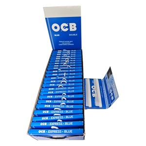 Papiers à rouler OCB Blue Double, fibres végétales naturelles, sans colorants, sans chlore, combustion lente et uniforme, 100 feuilles/carnet, 25 carnets/boîte - Product Image 4