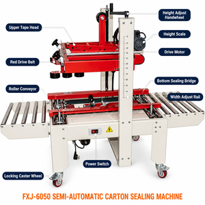 Máquina Selladora <span class=keywords><strong>de</strong></span> Cajas Semiautomática FXJ-6050, 0-20m/min, Sellado Superior e Inferior Cónico, Ancho <span class=keywords><strong>de</strong></span> Sellado 200-500mm, Altura 150-600mm, Máxima Capacidad <span class=keywords><strong>para</strong></span> Cajas y Bolsas <span class=keywords><strong>de</strong></span> Papel, Inducción - Product Image 4