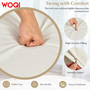 Silla Colgante Doble Woqi Ovalada de 51.5 Pulgadas, Color Blanco Hueso, con Borlas Tejidas, Hamaca, Columpio de Jardín, Cuna, Silla para Balcón Interior y Exterior - Product Image 5