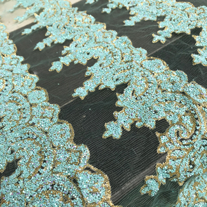 Bán Buôn Sang Trọng Sáng Bóng Sequin Biên Giới Ren Vải Trim Chất Lượng Tốt Bạc Glitter Net Tulle Wedding Dress Vải Cao Couture - Product Image 6