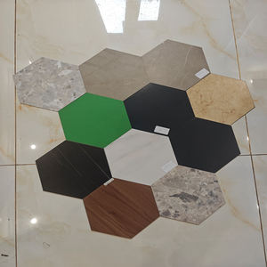 TAB Revêtement de sol en vinyle hexagonal marron antidérapant Intérieur Cuisine Salon Carrelage mural Couleur pure Design pour hôtels Surface unie - Product Image 3