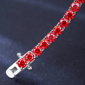 Excellent Men Femme Jewelry Claw Prong 925 Sterling Silver Hip Hop 2MM 3MM Garnet <b>Red</b> Diamond Colorful Missanite Tennis <b>Bracelet</b> - Product Image 2