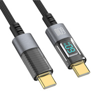 Nouveau design Câble de données en nylon de 1 mètre 60W C à C tressé avec des caractéristiques de cristal Affichage numérique à charge rapide pour téléphone portable