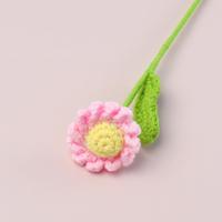 Nouveauté, délicate branche de marguerite en crochet multicolore avec feuille, fleur tricotée en laine en gros, décoration, ornement pour cadeaux