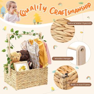 Caja de Bienvenida <span class=keywords><strong>para</strong></span> Bebé de Mimbre: Cesta de Mimbre <span class=keywords><strong>para</strong></span> Regalos, Cesta de Regalo Tejida con Asa y Guirnalda, Regalos de Bienvenida <span class=keywords><strong>para</strong></span> Recién Nacidos - Product Image 3