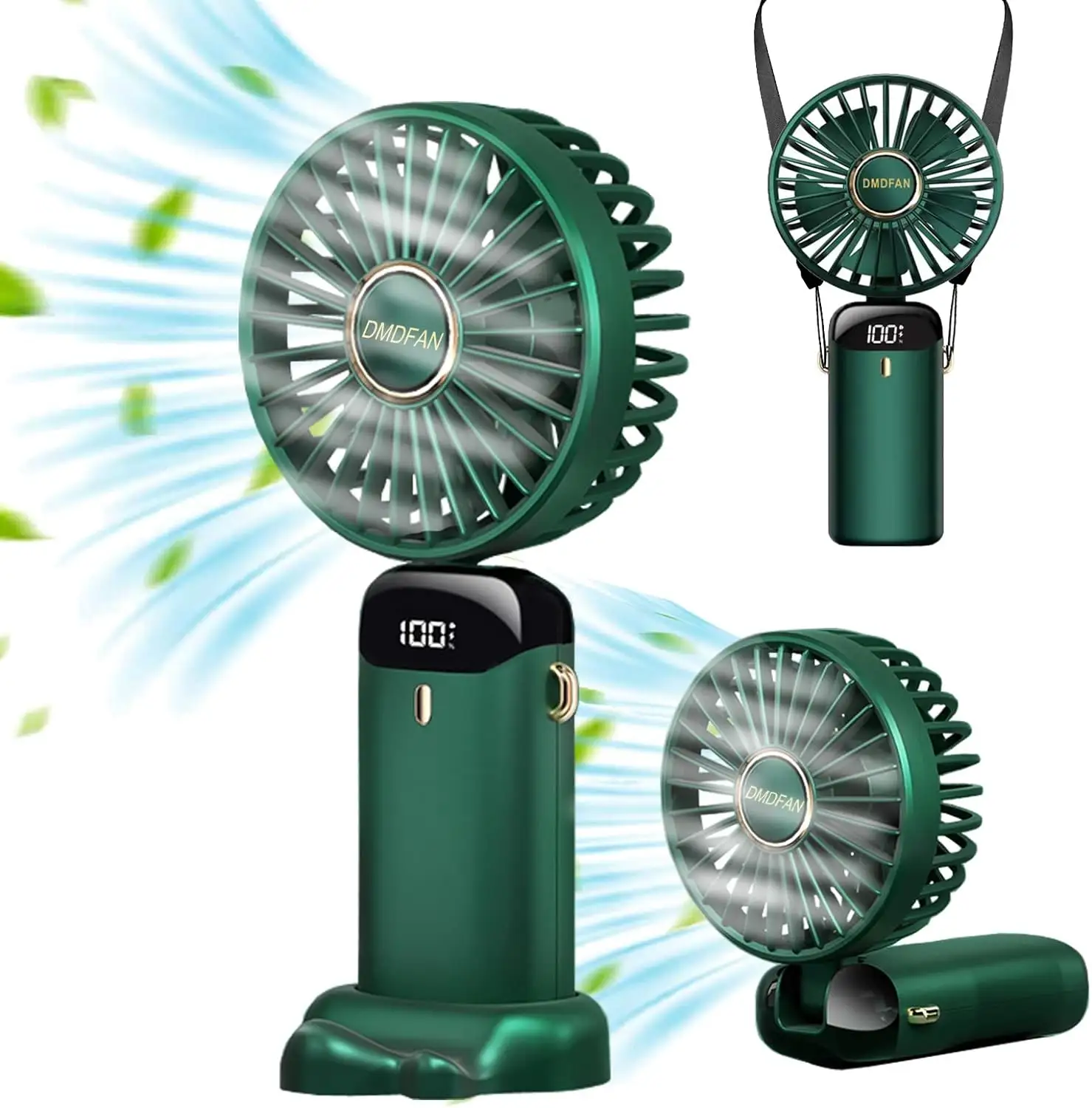 Portable Personal Fan Hanging Neck Fan 90 Degree Adjustable USB Rechargeable 3000mAh Mini Handheld Fan for Home Office Travel