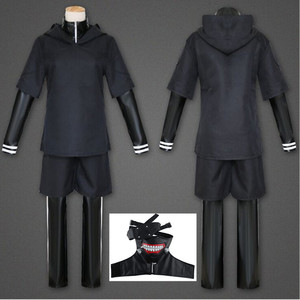 BAIGE Nouveau <span class=keywords><strong>Tokyo</strong></span> <span class=keywords><strong>Ghoul</strong></span> Kaneki Ken Manteau Noir à Capuche Short Uniforme Vêtements de Sport Anime Cosplay Costumes Chemise-Manteau - Product Image 3