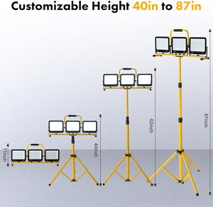 Low MOQ Individual Waterproof 21000 Lumen Work <b>Lights</b> With Stand Adjustable and Foldable Tripod 3 Head Lighting WD-960B 210W Thr - Product Image 3