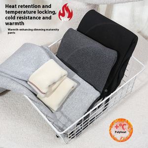 Leggings de grossesse tendance, coupe slim, chauds pour l'hiver, doublés polaire, taille haute, avec cordon de serrage, côtelés, soutien abdominal, épaissis - Product Image 5