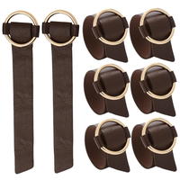 Anneau de serviette rond décoratif moderne en cuir PU couleur café 3*24.5cm, logo personnalisé, portable, promotionnel, pour la décoration de table à manger