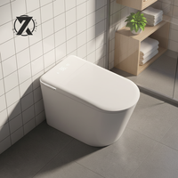 WC intelligent à bidet automatique en céramique avec siphon, vente flash, montage au sol, rond, télécommande incluse, siège chauffant, salle de bain