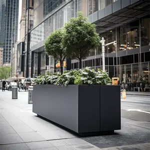 Maceta <span class=keywords><strong>Rectangular</strong></span> de Metal grande de gama <span class=keywords><strong>alta</strong></span>, caja de maceta para plantas, jardinería, polvo recubierto, maceta de Patio de flores de Metal grande de larga duración - Product Image 1