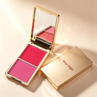 Palette de fard à joues 2-en-1 de luxe dorée, 12 couleurs, crème et poudre, étiquette privée, végétalienne, personnalisable, bronzer, résistante à l'eau, vente chaude