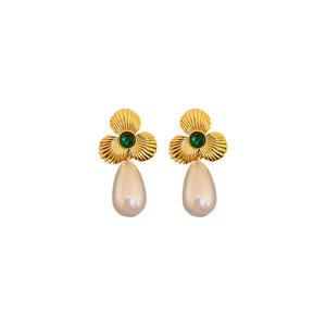 Anting-anting Mewah Desain Vintage Perhiasan Mode Terbaru 2024, Anting-anting Gantung Mutiara Rumbai Panjang Gaya Istana, Grosir - Product Image 5