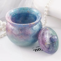 Boîte de rangement en résine époxy cristalline DIY avec couvercle, moule en silicone miroir, forme de bijoux en plâtre, outil pour gâteau, matériau en béton