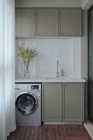 Meuble de buanderie moderne en pierre frittée |   Évier de balcon durable |   Meubles de lavage haut de gamme sur mesure