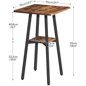 Brown <b>bar</b> <b>table</b>, two-tiered <b>bar</b> <b>table</b>, <b>table</b> with storage counter height, kitchenette dining <b>table</b>. - Product Image 3