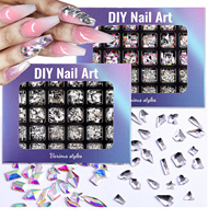 Accessoires de luxe pour nail art : 30 grilles de cristaux rouges/bleus, diamants 3D Alien, strass de formes variées, diamants AB
