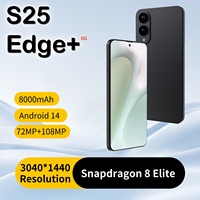 Smartphone S25 Edge+ Deca Core, appareil photo 108MP, batterie 8000mAh, 16GB+1TB RAM/ROM, charge rapide, charge sans fil, prise en charge de l'anglais, 5G
