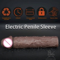 Sextoys masculins réutilisables en silicone, préservatifs pour hommes, manchon de pénis souple noir LM-C-610-3
