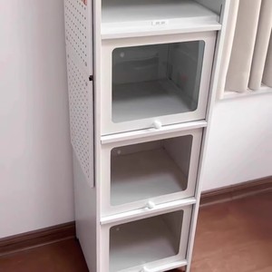 40cm long steel narrow bookcase with <b>doors</b>, glass display case, dustproof bookshelf, storage rack - Product Image 4