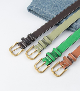 أحدث تصاميم مشابك الذهب لحزام جلد الماشية جودة عالية فاخر جلد طبيعي ملون حزام الجينز الزخرفي للنساء مشبك مخصص - Product Image 1