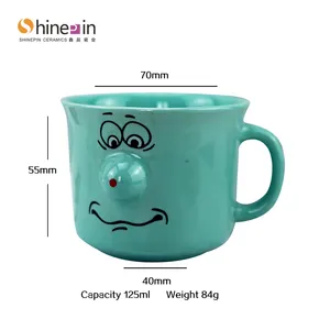 Trắng sứ Tea Cup không thường xuyên gốm cốc cà phê Hand Painted lưu niệm 3D gốm Mug mũi Cốc gốm với nụ cười khuôn mặt