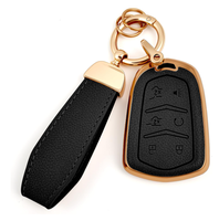 Compatible avec la coque de clé de voiture Cadillac Escalade 2016 avec porte-clés pour ATS CTS DTS SRX STS XTS en cuir et TPU