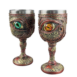 Copas personalizadas de ojo de <span class=keywords><strong>diablo</strong></span> de serpiente de Halloween, copa de <span class=keywords><strong>vino</strong></span> de resina de origen de fábrica con ojo de dragón para manualidades decorativas, Color rojo - Product Image 1