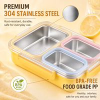 Boîte à lunch isotherme à double couche anti-fuite pour adultes et adolescents, réutilisable, sans BPA, écologique, grande capacité, 3 compartiments