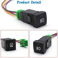 Interrupteur à bouton-poussoir de phares antibrouillard 12V avec faisceau de connexion d'indicateur LED Interrupteur poussoir de phare antibrouillard de voiture marche/arrêt 4P pour Toyota Camry Corolla