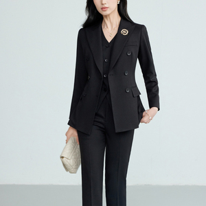 Traje de Tres Piezas Elegante de Alta Gama, Doble Botonadura, a Rayas, Antiarrugas, Corte Slim, para Trabajo, Profesional, Tallas M-4XL, Venta al Por Mayor - Product Image 1