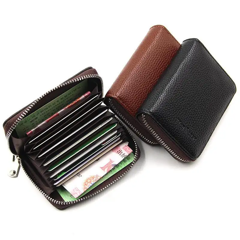 Super mince petit portefeuille à fermeture éclair en cuir PU Mini carte de crédit portefeuille sac à main porte-cartes hommes portefeuille intelligent personnalisé