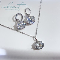 Parure de bijoux en argent 925 avec moissanite couleur D, taille ovale brillante 5 carats, testée et certifiée, comprenant boucles d'oreilles, pendentif et collier – Idéal pour un cadeau