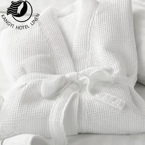 Peignoir gaufré blanc pour hôtel Taille libre Peignoir gaufré 100% coton Peignoir Hilton Hotel - Product Image 1