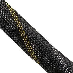 Wholesales High Temperature Flame Retardant Cable Cover Easy bending PET Polyester Braided Sleeve