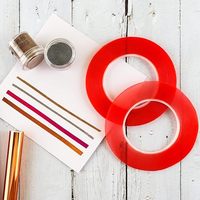 Ruban adhésif double face PET transparent ultra-fin de 0,2 mm avec support de protection rouge, résistant aux hautes températures, pour la réparation de téléphones et la fixation de bandes LED