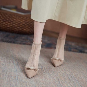Mocassins à bout pointu de haute qualité pour femmes botte à talons décontractée avec nœud papillon pour le printemps et l'été Position supérieure emballage de la boîte - Product Image 2