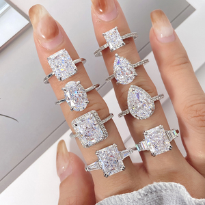 Vente en gros de bijoux fins en argent 925 5A 8A de haute qualité bagues en diamant de mariage Cz bague de fiançailles en zircon cubique de luxe pour femmes - Product Image 4