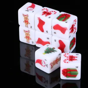 Customizable Holiday Dice Set in Christmas Bag for Festive Fun 