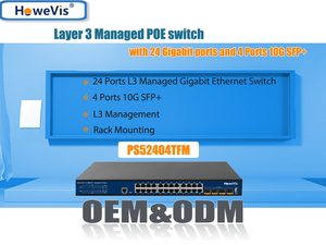 Dispositivo di rete POE <span class=keywords><strong>Switch</strong></span> veloce <span class=keywords><strong>Ethernet</strong></span> <span class=keywords><strong>10</strong></span>/100/1000M RJ45 240v 300w 24 porte <span class=keywords><strong>Gigabit</strong></span> Poe Extender <span class=keywords><strong>Switch</strong></span> con 4x10G SFP - Product Image 2
