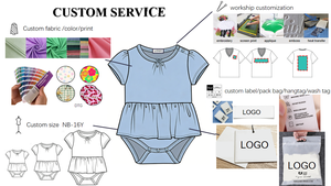 Vestitino Pagliaccetto per Neonata con Stampa <span class=keywords><strong>Zucca</strong></span>, Maniche Corte con Volant e Bordo Teal, Personalizzabile, Outfit Estivo per Bambine, Abbigliamento Quotidiano - Product Image 6