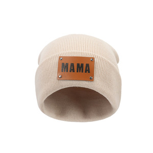 <span class=keywords><strong>Bonnet</strong></span> <span class=keywords><strong>tricot</strong></span>é doux et chaud en cuir personnalisé <span class=keywords><strong>pour</strong></span> adultes, motif camouflage écossais, idéal <span class=keywords><strong>pour</strong></span> les sorties à la plage élégantes entre maman et enfant - Product Image 5