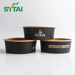 500ml 750ml 1000ml 1100ml 1300ml tek kullanımlık biyobozunur PLA kaplı su bazlı kraft salata kağıdı kapaklı kase